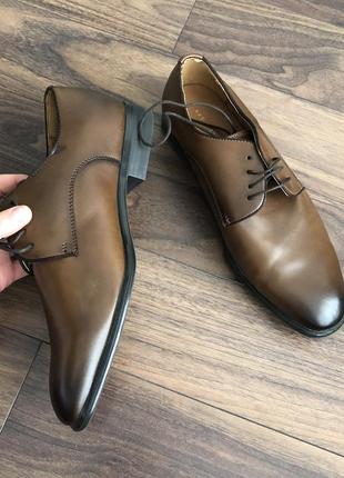 Стильные классические мужские туфли zara, коричнево цвета3 фото