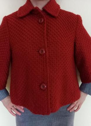 Шикарное брендовое полупальто автоледи ,цвет спелой вишни,с шерстью,размер эль