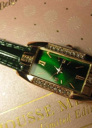 Шикарні елегантні часи годинник наручний км1482 жіночі часи зелені watch for women watches6 фото