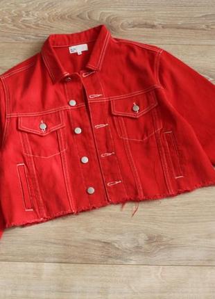Красный укороченный джинсовый пиджак ronnie2 фото