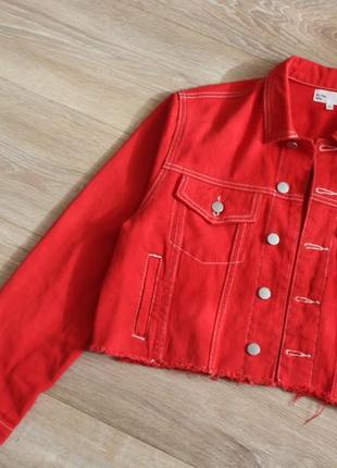 Красный укороченный джинсовый пиджак ronnie6 фото