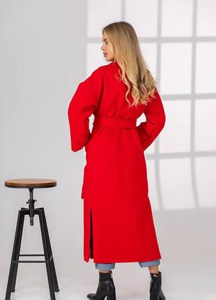 Жіноче трендове зручне тепле осіннє пальто весняне на осінь весну оверсайз стильне червоне6 фото