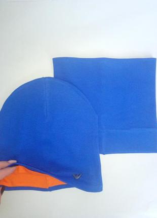 Комплект двойной трикотажный деми шапка на х/б подкладке2 фото