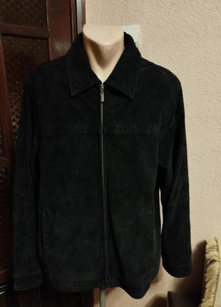 Куртка мужская из натуральной замши черная утепленная деми, размер xl на 50-52 размер