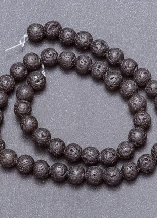 Бусини з натурального каменю лава на нитці d-8м l- 40cм