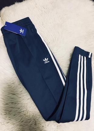 Синие спортивные штаны adidas originals с 3 полосками, брюки adidas originals4 фото