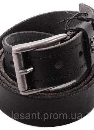 Ремень мужской кожаный под джинсы батал черный