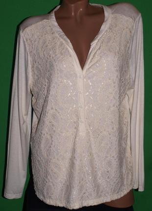 Нежная молочная блуза (хл-ххл замеры) без бирки, превосходно сомтрится