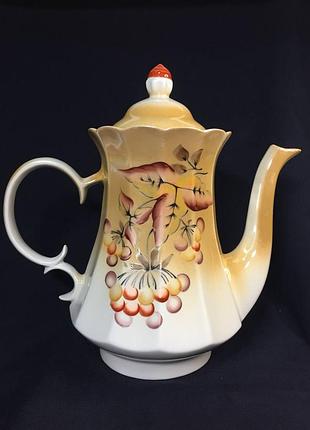 Чайник доливний великий порцеляновий 2 л. ручний розпис, вінтаж, коростень н1196  представляємо вам