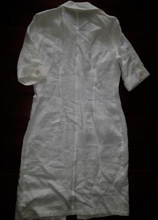 Шикарное льняное белое приталенное платье от jjbbenson! p.-422 фото