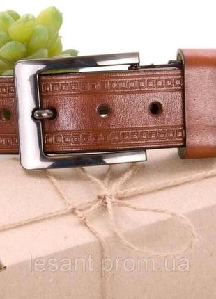 Ремінь чоловічий шкіряний під джинси коричневий hs 000442