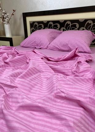 Набор постельного белья бязь голд узор - розовая полоска2 фото