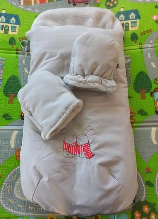 Конверт зимний в коляску или санки + муфты