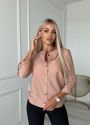 Женская белая блуза черная розовая бежевая лиловая хаки нарядная с рукавом рубашка на каждый день праздничная