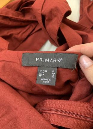 Красивое платье миди с прошвой в терракотовом цвете с бантом на спине от primark9 фото