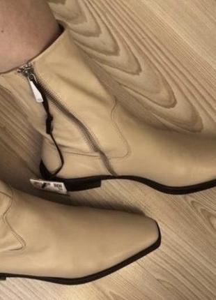 Новые шикарные кожаные светлые ботинки казаки 41-41,5 р от zara4 фото