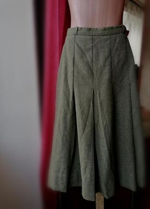 💚шерстяная винтажная юбка миди в стиле celine 💚юбка в складку в стиле том браун1 фото
