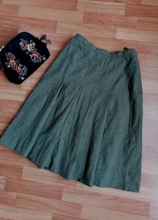 💚шерстяная винтажная юбка миди в стиле celine 💚юбка в складку в стиле том браун5 фото
