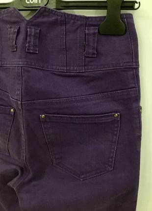 Джинсы узкие высокая посадка слим h&m фиолетовые6 фото