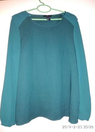 Красива смарагдова шовкова блузп,сорочка, кофта,сорочка,туніка від оверсайз H&M
