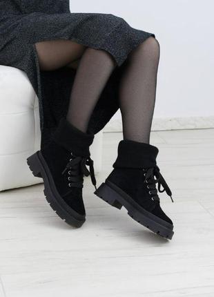 Стильные замшевые ботинки-кеды с довязом в наличии и под отшив деми / зима 💙💛🏆1 фото