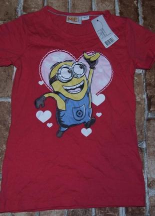 Новая хлопковая футболка девочке 5 - 6 лет миньен