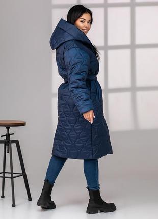 Зимняя удлиненная стеганая куртка, синтепон 200.2 фото