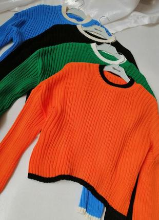 Стильный костюм нежный мягкий кашемир в рубчик укороченный свитер с удлиненными рукавами длинные брю9 фото