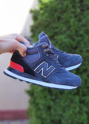 Кроссовки n1w balance 574 высокие серые с красным замша