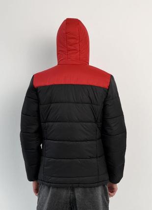 Зимова куртка «европейка» у червоно-чорному кольорі3 фото