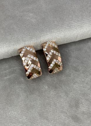 Серьги “xuping” камень фианит позолота 18к