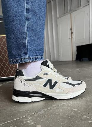 Мужские кроссовки new balance 990 beige black4 фото