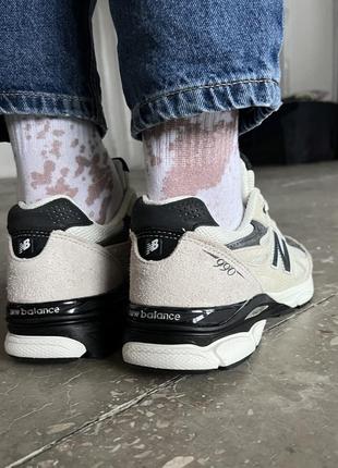 Мужские кроссовки new balance 990 beige black7 фото