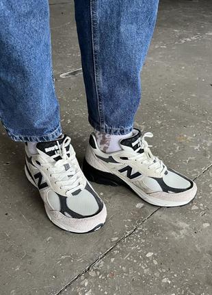 Мужские кроссовки new balance 990 beige black3 фото