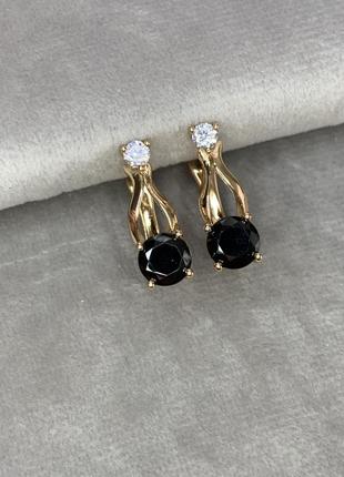 Серьги “xuping” камень фианит позолота 18к
