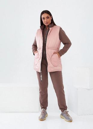 Жіночий костюм трійка двонитка із двосторонім жилетом