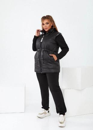 Жіночий костюм трійка двонитка із двосторонім жилетом