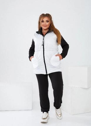 Жіночий костюм трійка двонитка із двосторонім жилетом