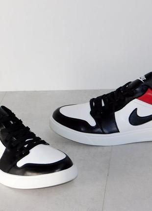 Nike мужские весенние кеды белые с красным и черным .демисезонные мужские кожаные кеды 45р2 фото