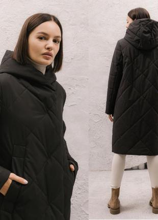 Куртка жіноча довга lusskiri пальто демісезонне з капюшоном р. 46-56