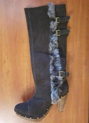 Замшевые сапоги демисезонные