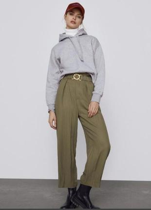 Zara невероятные брюки с поясом, лиоцелл3 фото