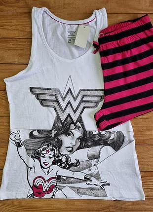 Женская пижама (домашний костюм), размер m/l, цвет белый, малиновый