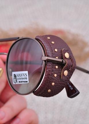 Фирменные солнцезащитные очки  havvs polarized hv68015 круглые с боковой шорой1 фото