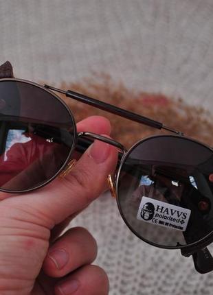 Фирменные солнцезащитные очки  havvs polarized hv68015 круглые с боковой шорой5 фото