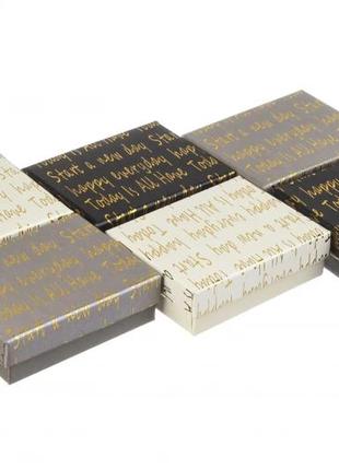 Подарочные коробочки для бижутерии 9*7 см (упаковка 12 шт) с золотым текстом