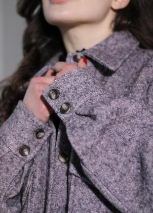 Жіноча рубашка світло-сіра із вовни тепла та стильна розміри 42-523 фото