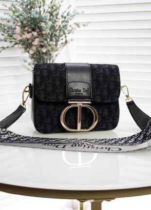 Чорна текстильна жіноча міні сумка клатч брендова модна маленька сумочка крос-боді