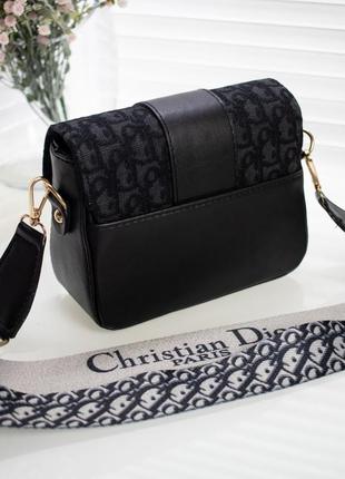 Чорна текстильна жіноча міні сумка клатч брендова модна маленька сумочка крос-боді5 фото