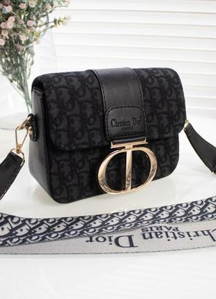 Черная текстильная женская мини сумка клатч брендовая модная маленькая сумочка кросс-боди4 фото